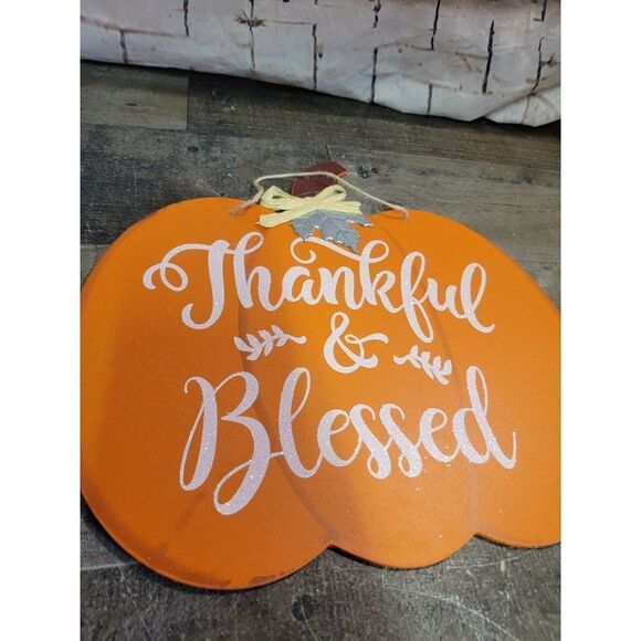 Thankful blessed pumpkin Leaf Harvest Thanksgiving sign‎ decor - Picture 2 of 4